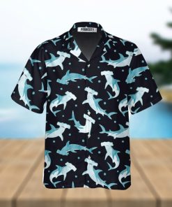 Cute Hammerhead Shark And Blue Dot Pattern Shark Shirts For Men Shark Tropical Hawaiian Shirt