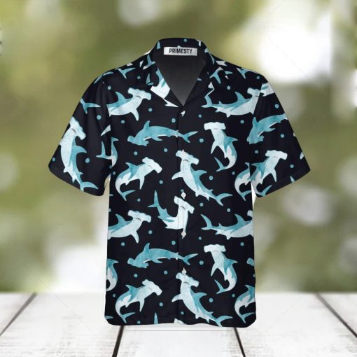 Cute Hammerhead Shark And Blue Dot Pattern Shark Shirts For Men Shark Tropical Hawaiian Shirt