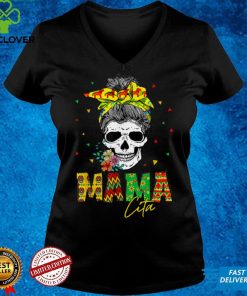 Cute Mamacita Skull Mom Funny Cinco De Mayo Party Messy Bun T Shirt