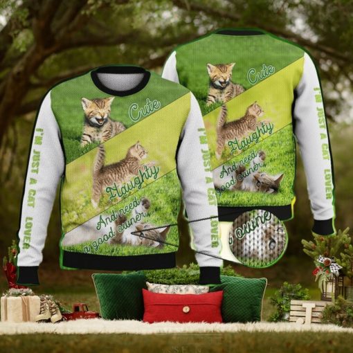 Cute Naughty And Need A Good Owner Full Print For Cat Lovers 3D Ugly Sweater Christmas Gift Sweater