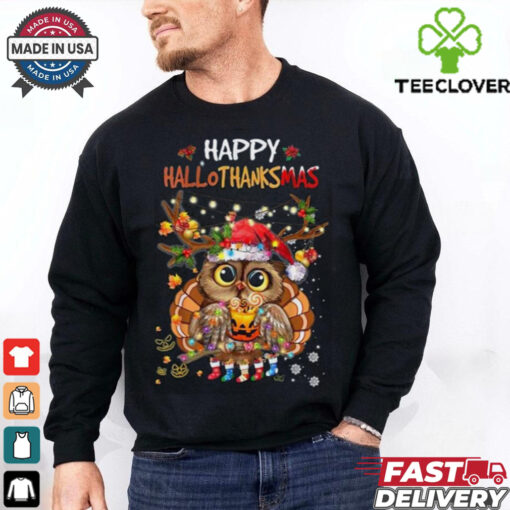 Cute Owl Hallothanksmas  Shirt