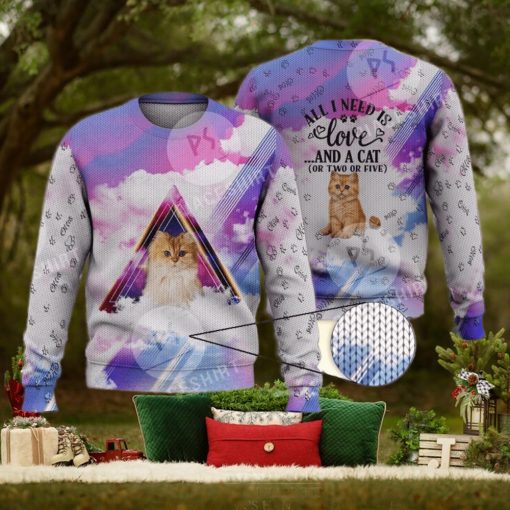 Cute Persian Cat For Cat Lovers 3D Full Print Ugly Sweater Christmas Gift Sweater