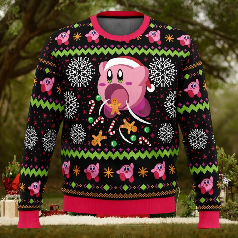 Cute Pink Hungry Kirby’s Dream Land Ugly Christmas Sweater Cute Pink Hungry Kirby’s Dream Land Ugly Christmas Sweater