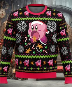 Cute Pink Hungry Kirby’s Dream Land Ugly Christmas Sweater 1 Cute Pink Hungry Kirby’s Dream Land Ugly Christmas Sweater