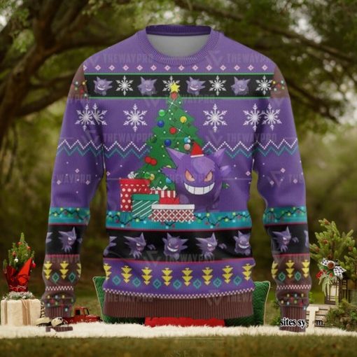 Cute Pokemon Gengar Knitted 3D Printed Ugly Christmas Sweater