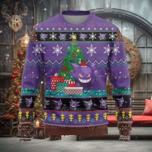 Cute Pokemon Gengar Knitted 3D Printed Ugly Christmas Sweater