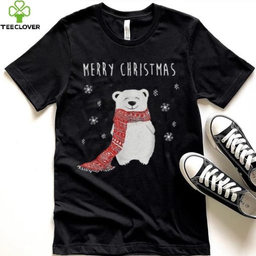 Cute Polar Bear Scarf Merry Christmas Xmas Holidays Shirt