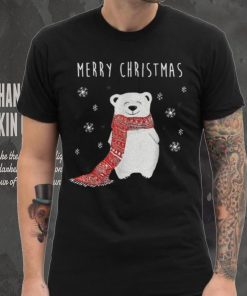 Cute Polar Bear Scarf Merry Christmas Xmas Holidays Shirt