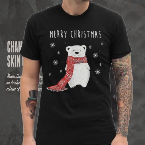 Cute Polar Bear Scarf Merry Christmas Xmas Holidays Shirt