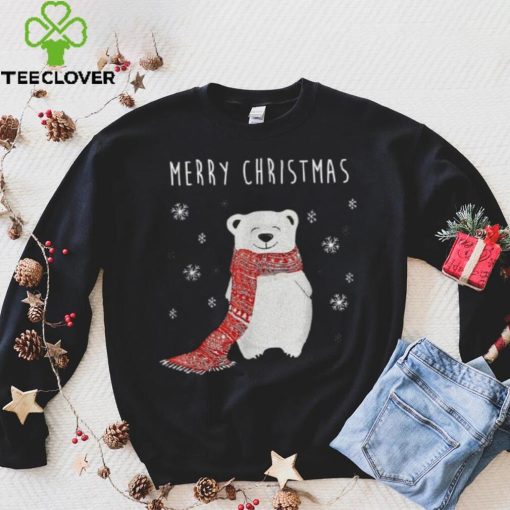 Cute Polar Bear Scarf Merry Christmas Xmas Holidays Shirt