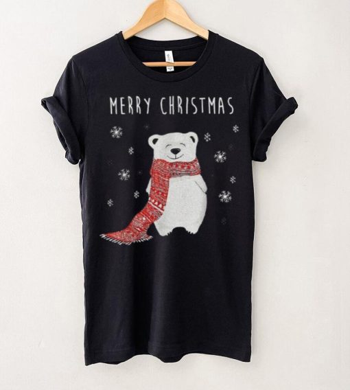 Cute Polar Bear Scarf Merry Christmas Xmas Holidays Shirt