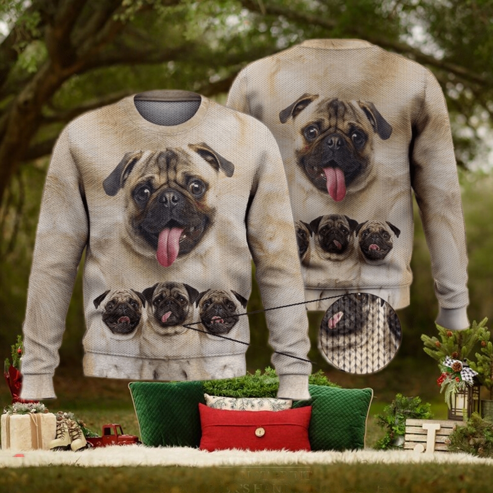 Cute Pug Face Funny Gift For Dog Lovers 3D Ugly Sweater Christmas Gift Sweater Cute Pug Face Funny Gift For Dog Lovers 3D Ugly Sweater Christmas Gift Sweater