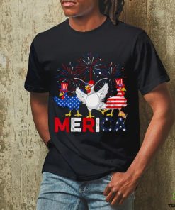 Cute Red White Blue Chicken American Flag Farmer 4th Of July T shirt