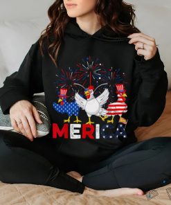 Cute Red White Blue Chicken American Flag Farmer 4th Of July T shirt