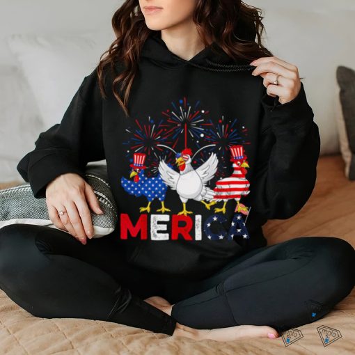 Cute Red White Blue Chicken American Flag Farmer 4th Of July T shirt