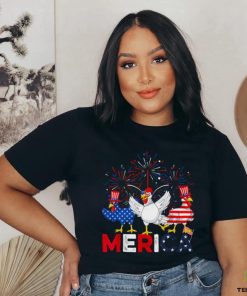 Cute Red White Blue Chicken American Flag Farmer 4th Of July T shirt