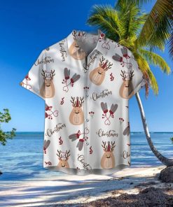 Cute Reindeer Christmas Unisex 3D Hawaiian Shirt Best Gift For Men And Women Holiday