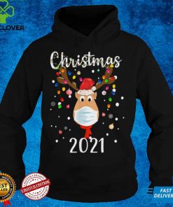 Cute Reindeer With Mask Christmas 2021 Boys Girls Kids T Shirt