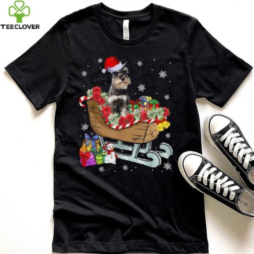 Cute Schnauzer Dog Christmas Santa Hat Xmas Puppy Lover Unisex Shirt