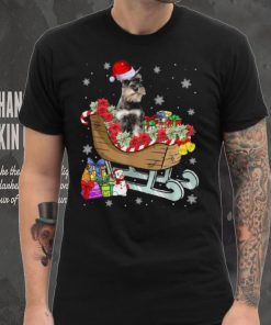 Cute Schnauzer Dog Christmas Santa Hat Xmas Puppy Lover Unisex Shirt