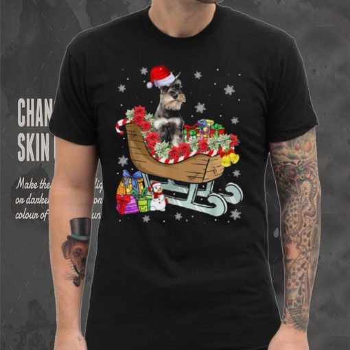 Cute Schnauzer Dog Christmas Santa Hat Xmas Puppy Lover Unisex Shirt