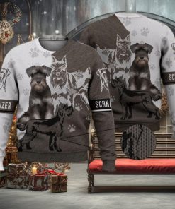 Cute Schnauzer Trending 3D Full Print Ugly Sweater Christmas Gift Sweater