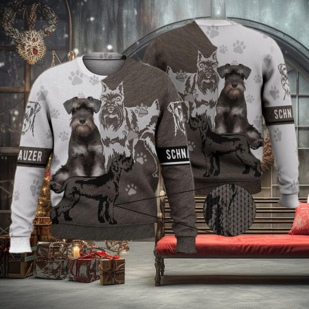 Cute Schnauzer Trending 3D Full Print Ugly Sweater Christmas Gift Sweater Cute Schnauzer Trending 3D Full Print Ugly Sweater Christmas Gift Sweater