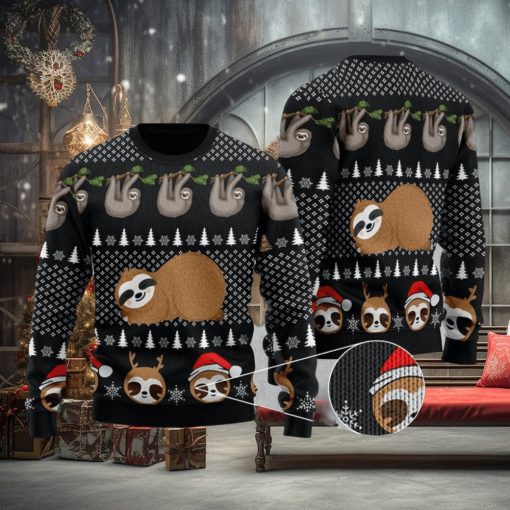 Cute Sloth Santa Knitting Pattern Ugly Christmas Sweater