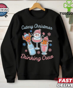 Cutesy Christmas drinking crew snowman reindeer and gingerbread shirt