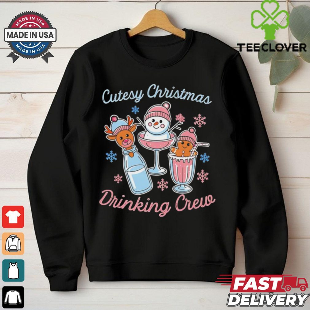 Cutesy Christmas drinking crew snowman reindeer and gingerbread shirt Cutesy Christmas drinking crew snowman reindeer and gingerbread shirt