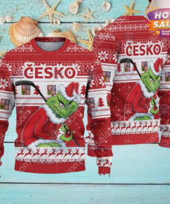 Czech Republic Ice Hockey Team Grinch Hockey Stick Ugly Christmas Sweater