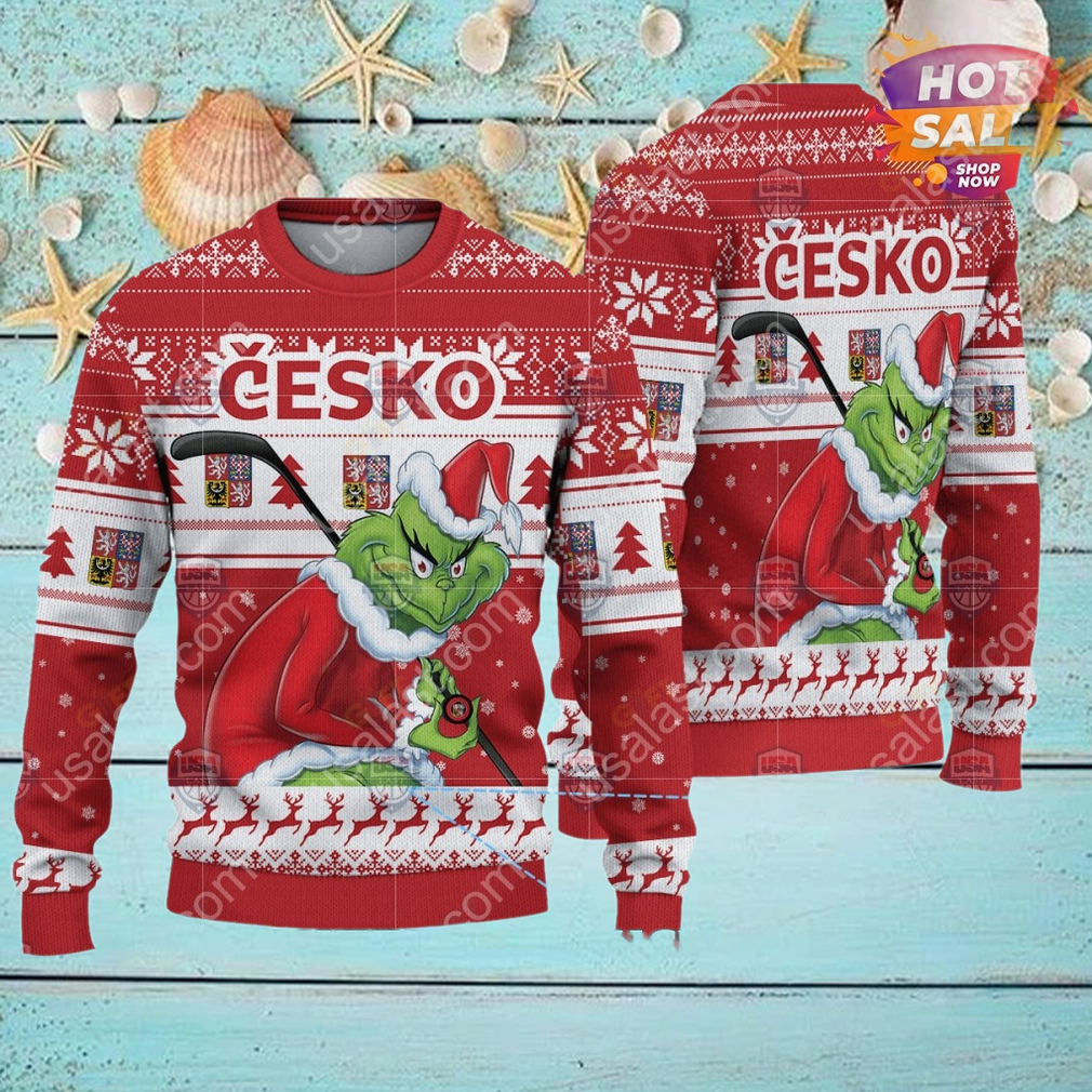 Czech Republic Ice Hockey Team Grinch Hockey Stick Ugly Christmas Sweater Czech Republic Ice Hockey Team Grinch Hockey Stick Ugly Christmas Sweater