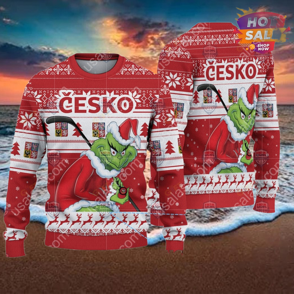 Czech Republic Ice Hockey Team Grinch Hockey Stick Ugly Christmas Sweater Czech Republic Ice Hockey Team Grinch Hockey Stick Ugly Christmas Sweater