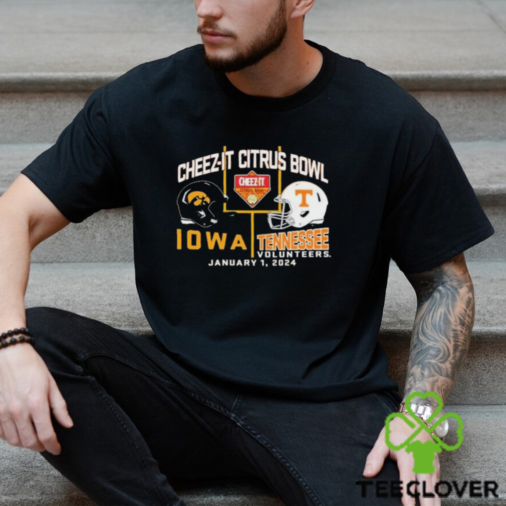 2024 Citrus Bowl Iowa Hawkeyes vs. Tennessee Volunteers Dueling Helmet Shirt 2024 Citrus Bowl Iowa Hawkeyes vs. Tennessee Volunteers Dueling Helmet Shirt