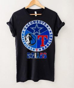 DALLAS COWBOYS DALLAS RANGERS DALLAS MAVERICKS 2023 LOGO SHIRT