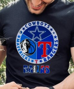 DALLAS COWBOYS DALLAS RANGERS DALLAS MAVERICKS 2023 LOGO SHIRT