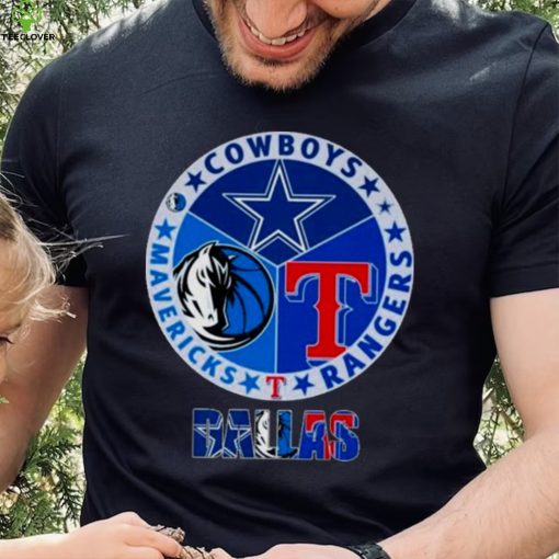 DALLAS COWBOYS DALLAS RANGERS DALLAS MAVERICKS 2023 LOGO SHIRT