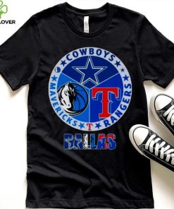 DALLAS COWBOYS DALLAS RANGERS DALLAS MAVERICKS 2023 LOGO SHIRT