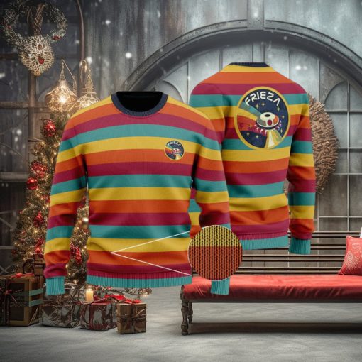 DBZ Cute Frieza Ship Logo Retro Rainbow Ugly Sweater