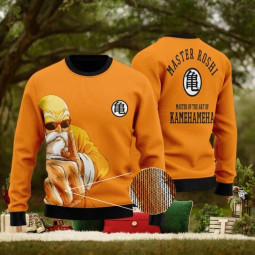 DBZ Master Roshi Punch Turtle Kanji Orange Ugly Sweater