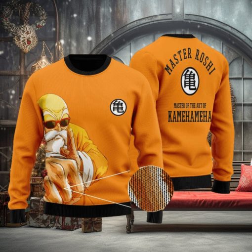 DBZ Master Roshi Punch Turtle Kanji Orange Ugly Sweater