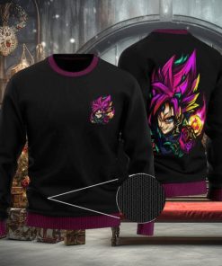 DBZ Pink Rose Goku Black Logo Ugly Xmas Sweater