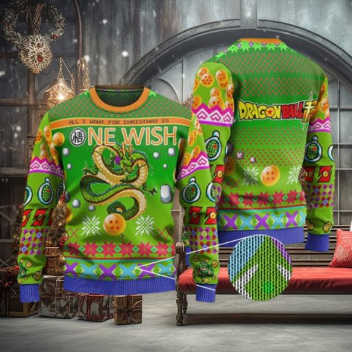 DBZ Shenron One Wish Art Ugly Christmas Sweater