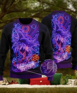 DBZ Ultra Instinct Son Goku Neon Lights Ugly Sweater