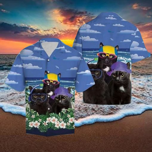 Cat’s Relaxed Summer Beach Hawaiian Adventure Shirt