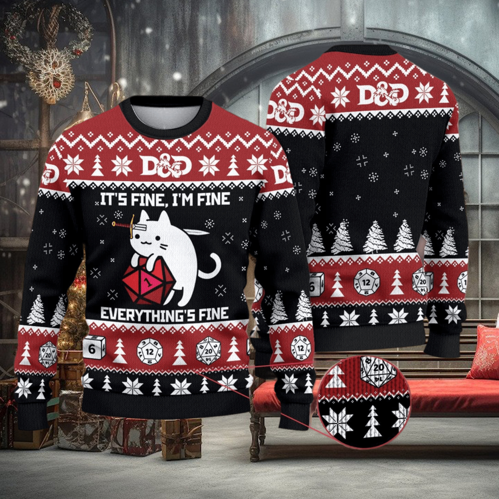 D&D Dragon Sweater Funny Cat It’s Fine Everything Fine 3D All Over Printed Ugly Christmas Sweater D&D Dragon Sweater Funny Cat It’s Fine Everything Fine 3D All Over Printed Ugly Christmas Sweater