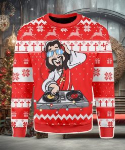DJ Jesus Funny Party Ugly Christmas Sweater Xmas Gift Men And Women Christmas Sweater