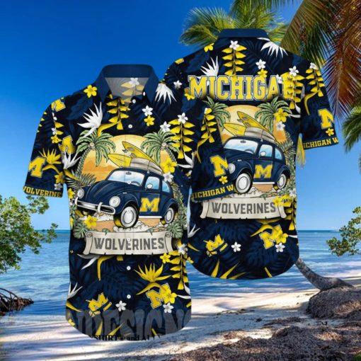 Michigan Wolverines NCAA Floral 3D Full Print Hawaiian Shirt