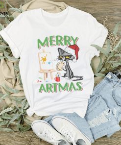 Merry Artmas Cat Painting Christmas Shirt