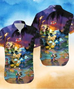 Mickey And Minnie Mouse Sunset Beach Disney Full Printing Hawaiian Shirt